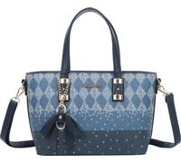 Gallantry, shopper femme à motif losange et typographie dispersée, bleu