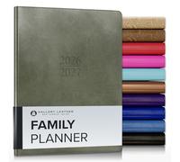 Gallery Leather Planning familial 2027 pour mamans, calendrier et carnet de notes élégamment reliés avec bords de page blancs élégants, 18 mois - Cactus Acadia - 22,9 x 17,8 cm