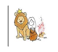 Gallery of Innovative Art Premium Impression d'image Murale - Leo, 100 Polyester/100% Pine Wood, Multicolore, 80 x 60 x 2 cm