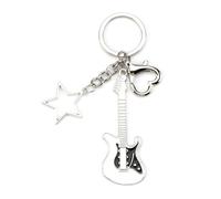 Gallkeat Porte-clés guitare électrique avec pentagramme, instrument de musique, porte-clés Y2K musique basse accessoires, décoration cadeau, or, S