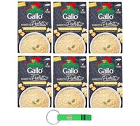 Gallo Risotto Perfetto Quattro Formaggi Lot de 6 préparés pour 4 risotto au fromage 100 % riz italien 175 g + porte-clés Beni Culinari