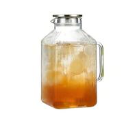Gallon Thickened Glass Pitcher With Lid And Spout | 3.8L Large Leakproof | Glass Drink Pitcher Tea Jugs | For Juice Iced Tea Homemade Beverage Coffee Fridge Kitchen Countertop