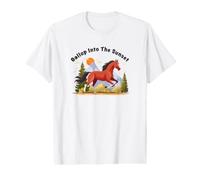 Gallop Into The Sunset Illustration de Cheval de Style bohème T-Shirt Graphique avec Valeur