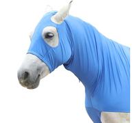 Gallopoff Cagoule élastique pour Chevaux, avec Fermeture éclair, Bleu02 M | Protège la crinière, respirant et anti-frottements. Largeurs des ouvertures pour les yeux et les oreilles.