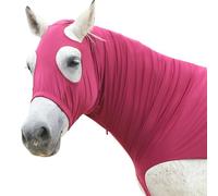 Gallopoff Cagoule élastique pour Chevaux, avec Fermeture éclair, Rouge L | Protège la crinière, respirant et anti-frottements. Largeurs des ouvertures pour les yeux et les oreilles.