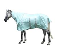 Gallopoff Couverture Anti-Mouches avec Couvre-Cou Amovible, Vert 125 cm | Bande Ventrale, Maille Respirante, Protection Anti-UV Contre Les Démangeaisons Estivales pour l'Écurie et Les Pâturages