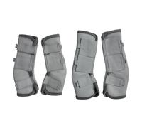 Gallopoff Ensemble de bottes anti-mouches pour chevaux, lot de 4 - Jambières de voyage en maille douce et confortable pour chevaux - Parfait pour le champ ou l'écurie, gris complet