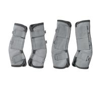 Gallopoff Lot de 4 Guêtres Chevaux, Éviter de Taper du Pied, Gris L | Velcros Renforcés, Maille Respirante, Ne Frottent Pas, pour le Paturage et l'écurie