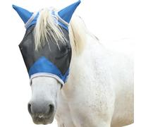 Gallopoff Masque Anti-Mouches Cheval avec Protection Oreilles, Bleu 02 S | Protection Anti-UV, Maille Respirante, Large Espace pour Les Yeux, Trou pour Le Toupet, sans Frottement