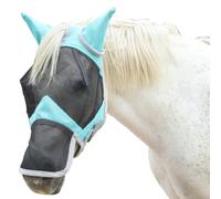Gallopoff Masque Anti-Mouches pour Chevaux, Couvre-Nez/Oreilles, Vert S | Protection Anti-UV, Maille Respirante, Grands Yeux, Ouvertures pour Les Poils du Front, sans Frottement