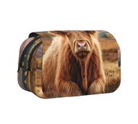 Galloway Trousse à crayons fonctionnelle avec fermeture éclair lisse Motif vache Fournitures de bureau Confortable Utilisation quotidienne