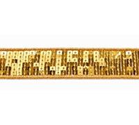 Galon à Sequins Doré 24 mm - 6 Rangées de Sequins Brodés - Ruban Pailleté à Coudre - Vente au Mètre - Pour Couture, Customisation, Costumes, Cabas, Loisirs Créatifs