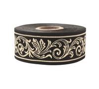 Galon Décoratif Noir Doré - Ruban Brodé 35mm x 10m Inspiré de l’Empire Romain | Motif Feuille d’Acanthe Baroque pour Couture, Rideaux, Costumes Historiques CNK38
