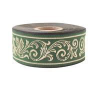 Galon Décoratif Vert Doré - Ruban Brodé 35mm x 10m Inspiré de l’Empire Romain | Motif Feuille d’Acanthe Baroque pour Couture, Rideaux, Costumes Historiques CNK38