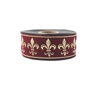 Galon Jacquard Fleur-de-Lis Bordeaux et Dore 10 Mètres - 3,5 cm de Large | Ruban Decoratif Royal pour Couture, Costumes Historiques, DIY, Rideaux et Decoration Medievale CNK36