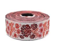 Galon Ruban Jacquard Tisse Bordeaux et Orange brule Jardin Secret 10mt x 35mm - Rouleaux Ruban Brode pour Couture Décoration 35097-V6