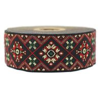 Galon Ruban Jacquard Tisse Rouge et Dore Metallise Eclat Oriental 10mt x 35mm - Rouleaux Ruban Brode pour Couture Décoration 35975-V5