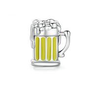 GaLon S925 Argent Sterling Bricolage Charms Perle Tasse de bière Compatible avec Pandora & Bracelets européens Colliers