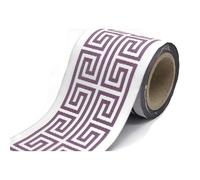 Galon Textile à Motif Grec (Méandre) 100mm - Bande Décorative Gris Clair et Violet pour Rideaux et Ameublement - Ruban Bordure Élégante Style Clé Grecque - Rouleau de 3,5m