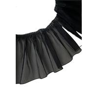 Galons en dentelle plissée en organza, appliqués en tissu ruban, robes à volants pliés, fournitures de couture DIY, noir et blanc(Black)