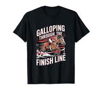 Galop à travers la ligne d'arrivée équestre T-Shirt