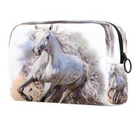 Galop Trousse de toilette pour femme Motif cheval blanc Grande trousse de maquillage pratique avec fermeture éclair, multicolore, 18.5x7.5x13cm/7.3x3x5.1in, Trousse de toilette