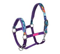 GALOP WEAR Power Flower Licol coloré avec motif floral et rembourrage en néoprène, licol d'écurie robuste pour chevaux et poneys Qualité UE Violet (COB)