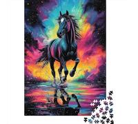 Galoping Horse Fantasy 1000Pc Jigsaw Puzzle for Adults Rainbow Rearing Horse Reflection Impossible Hard Difficult & Educational Decompression 38x26cm 1000pcs