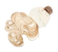 GALPADA 1 Ensemble Bonnet De Perruque Bonnets Chapeaux Avec Cheveux Perruque De Cheveux Avec Chapeau Bonnet Avec Cheveux Pour Femme Bonnet Perruque Faux Long Fil Blanche