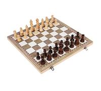 GALPADA 1 Ensemble Jeu Échecs Bois avec Plateau Pliant Échiquier Portable Bois Naturel pour Parties Famille et Activités de Plein Air