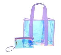 GALPADA 1 Ensemble Sac de Plage Holographique Étanche Grand Sac de Rangement avec Poche pour Équipements de Plage et Accessoires