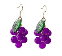 GALPADA 1 Paire Grappe De Raisin Boucles D'Oreilles Violet Ensemble De Bijoux Bijoux De Mode Violet Accessoires Cristal Fruits Raisin Boucles D'Oreilles Pendentif