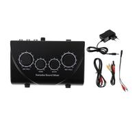 GALPADA 1 Set Table de Mixage à Double Entrée Micro Portable avec Câble et Adaptateur Secteur Noir pour Karaoké en Salle Ktv et Entreprises