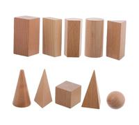GALPADA 10 Pièces Blocs Bois de pour Garçon Fille Outils Pédagogiques pour Scolarité et Apprentissage à Solides Géométriques et Formes Éducatives