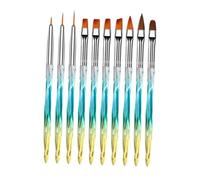 GALPADA 10 pièces Stylo Nail Art Dégradé Bleu Pinceaux Ultra Fins pour Dessin de Lignes et Motifs Manucure Ongles Décoratifs