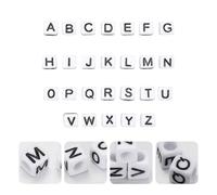 GALPADA 100 Perles Carrées en Acrylique Lettres Anglaises Noir et Blanc 100 Pièces Perles Alphabet DIY pour Création Bijoux Garçon et Filles Accessoires Colliers et Bracelets