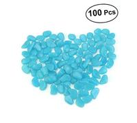 GALPADA 100 pièces Galets Lumineux Artificiels Bleus pour Aquarium et Décoration Jardin Cailloux Phosphorescents pour Bassin et Aquarium Gravier Décoratif Écologique