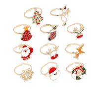 GALPADA 11 Bagues de Noël pour Garçon et Filles Motifs Dessin Animé Colorés Lot de 11 Pièces Bijoux de Fête Légers et Confortables Accessoires de Noël pour Anniversaires et Fêtes