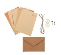 GALPADA 12 Ensembles Ensemble de Papier à Lettres Vintage avec Enveloppes Kraft et Corde en Chanvre pour Invitations de Fête, Présentation Soignée et Écriture Confortable