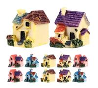 GALPADA 12 Pièces Figurine de Maison Miniature en Résine pour Plantes en Pot et Terrarium, Décor Rustique et Résistant aux Éclats, pour Rebords de Fenêtre et Présentation