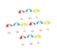 GALPADA 12 pièces Mini Parasols de Plage Décoratifs Miniatures pour Maison de Poupée Légers et Faciles à Manipuler pour Micro Paysage Bord de Mer Kit Déco Plage Rouge Bleu Jaune