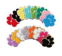 GALPADA 16 Écussons Thermocollants Brodés de Pattes de Chien et Chat Bordure Argentée Mini Patchs Décoratifs pour Vêtements Paquet et Loisirs Créatifs Kit 16 Pièces