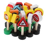 GALPADA 16 pièces Jeu Éducatif Panneaux Circulation Bois pour Garçon Fille Apprentissage Sécurité Routière Préscolaire Mini Signalisation Colorée pour Éveil et Coopération