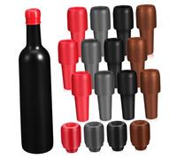 GALPADA 16 pièces Lot de Bouchons Silicone pour Bouteilles de Vin Double Étanchéité Réutilisable Couvre Bouchons pour Conservation Longue Durée Vin et Boissons Assortiment Rouge Noir Gris