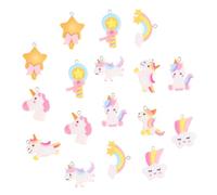 GALPADA 17 pièces Pendentifs Licorne Résine Arc-ciel Simulation Cartoon pour Bijoux DIY Accessoires Clés