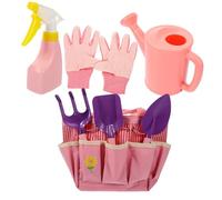 GALPADA 1Ensemble Jardinage pour Garçon Fille avec Bouilloire Gants Pelle et Râteau Outils de Jardinage pour la Nature Sac de Rangement Colorées