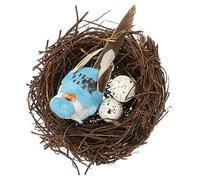 GALPADA 1ensemble Nid Oiseau Rotin avec Oiseau Artificiel et Œufs Décoratifs Simulation Réaliste Accessoire Décor Jardin Maison Photo Ornements Durables Couleur Couleur Aléatoire
