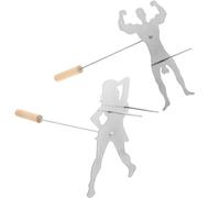 GALPADA 1ensemble Set de Brochettes Inox Réutilisables pour Barbecue Fourchettes Longues Antidérapantes Résistantes Chaleur Accessoires Grill pour Viande et Légumes