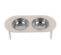 GALPADA 1ensemble Surélevée pour Animaux Et INOX Double Bol pour Chien Et Chat Design Pratique Anti-Renversement pour Nourriture Et Eau