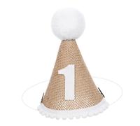 GALPADA 1St Birthday Hat Linen Baby Birthday Hat Infant First Birthday Cone Hat with Pom Topper Kids Birthday Party Decor for Baby Girl Boy Birthday Baby Show